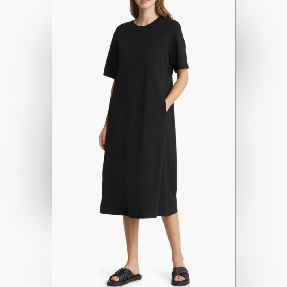 Nordstrom Black Midi T-Shirt Dress